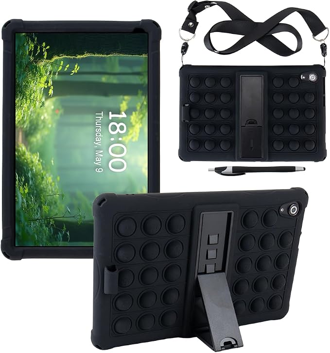 Case for Urao C107 10.1 inch Tablet with Shoulder Strap Stylus Multi-Angle Portable Case for C107 Tablet (Black)