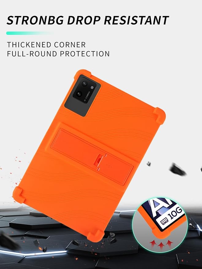 Case for DigiLand-S10 10.1 Android 14 Tablets，WUNIAK Shock Proof Lightweight Stand Rubber Shell Protective CoverKids Friendly Soft Silicone Adjustable Stand CoverBlack