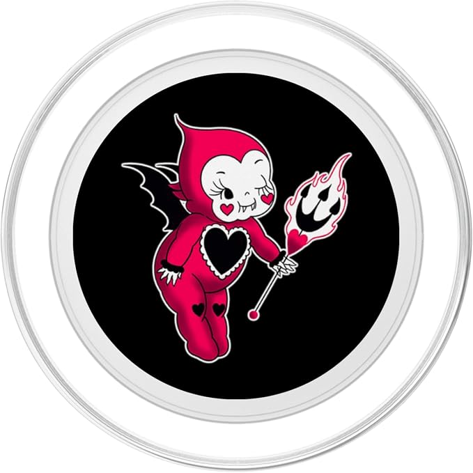 Kewpie Baby Devil Pitchfork Spooky Traditional Tattoo Flash PopSockets PopGrip for MagSafe