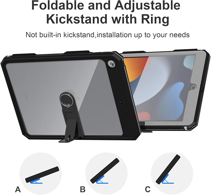 ipad 10.2 Waterproof Case 2021/2020/2019ACase iPad 7th/iPad 8th/iPad 9th Generation IP68 Waterproof ipad 10.2 Cover with Strap Stand Pencil Holde Built-in Screen Protector Rugged Shockproof Case
