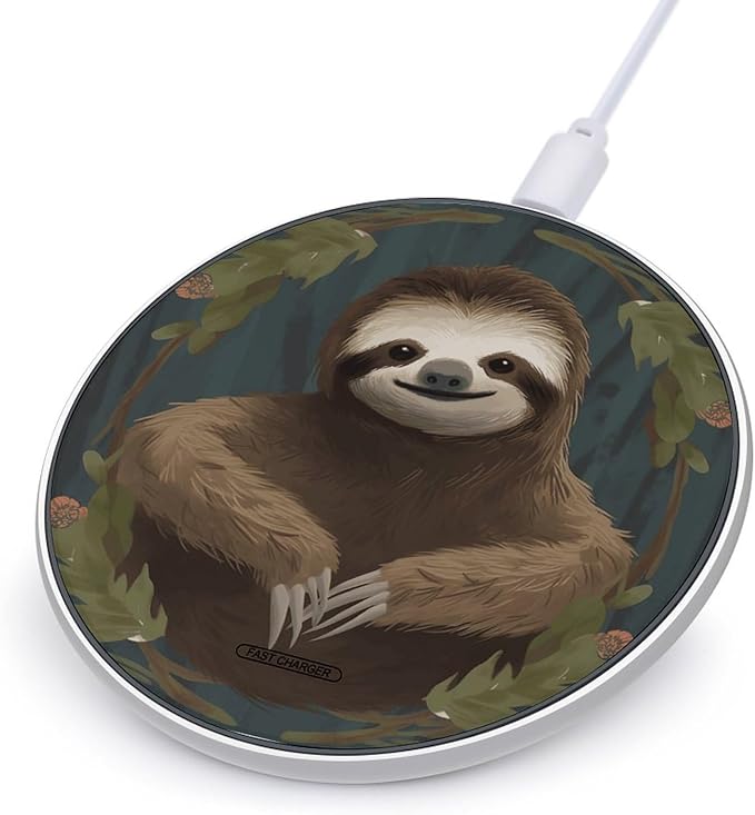 Sloth Wireless Charger Portable 10W Fast Wireless Charging Pad Compatible with Phone Ultra-Thin Charging Station Lightweight Charger Mat for Travel Home Office Desk