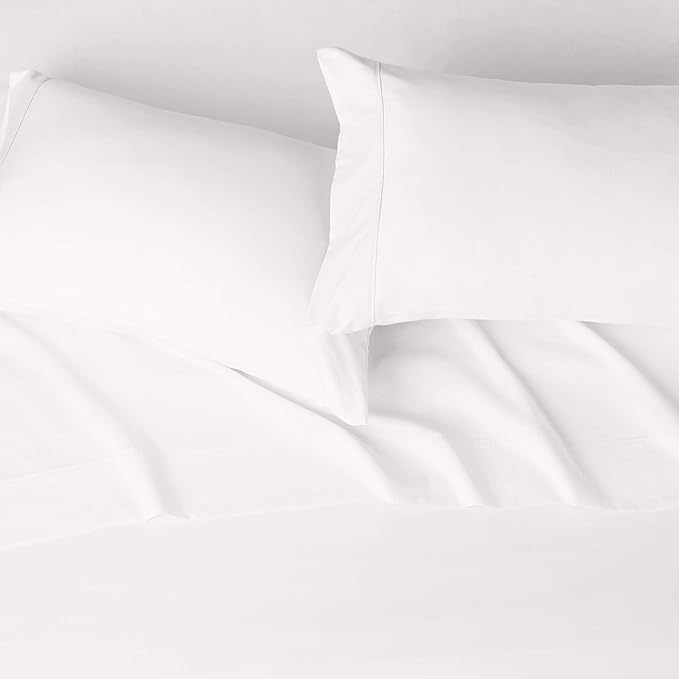 Amazon Basics Lightweight Super Soft, Wrinkle-Free, Breathable Microfiber 4 Piece Bed Sheet Set with 14-Inch Deep Pockets, Queen, Cream, Solid