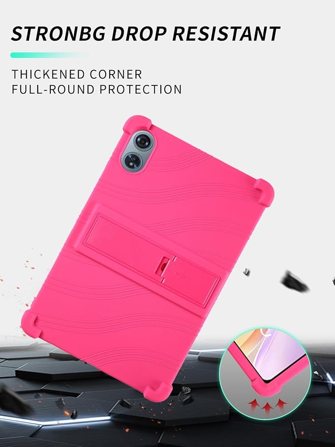 Case for Odea A12 Android 15 Tablets 12 Inch Tablet 2025- Soft Silicone Shock Proof Lightweight Stand Rubber Shell Protective CoverKids Friendly Soft Silicone Adjustable Stand CoverBlack