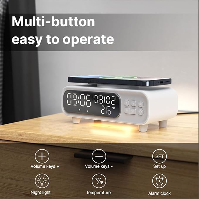 IHAO 3in1 Multifunctional Foldable Wireless Charging Station with LED Ambient Night Light Fast QC3.0 Charger for Phone iWatch Headphone Space-Saving Auto-Shutoff &amp Overcharge Protection-Black