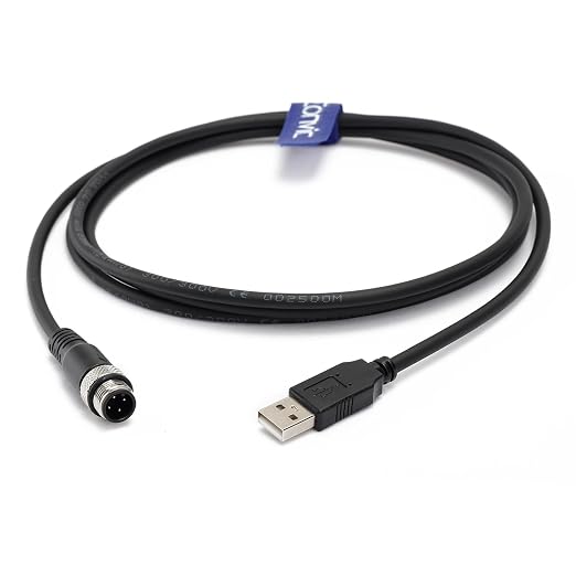 Industrial M12 4 Pin A Code Female to USB 2.0 Male Data Connection Cable High Flex Shielded Moulded IP67 Waterproof Cable