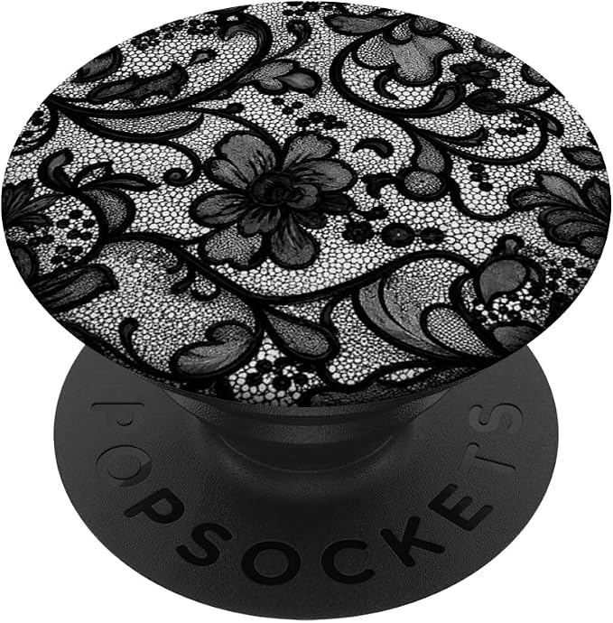 Black Lace Vintage Pattern PopSockets PopGrip for MagSafe