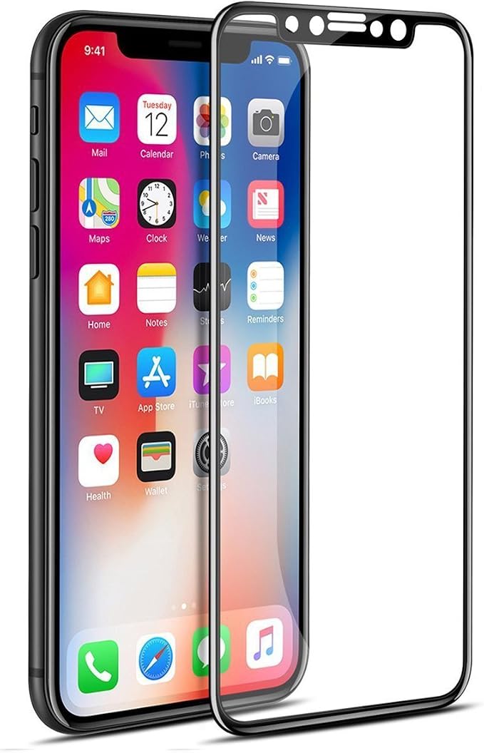 Zizo Full Glass Compatible with iPhone X Tempered Glass Screen Protector 9H Hardness - iPhone Xs Tempered Glass Screen Protector