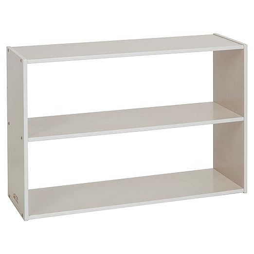 ECR4Kids Streamline 2-Shelf Double-Sided Storage Cabinet, 24in, Classroom Furniture, White Wash