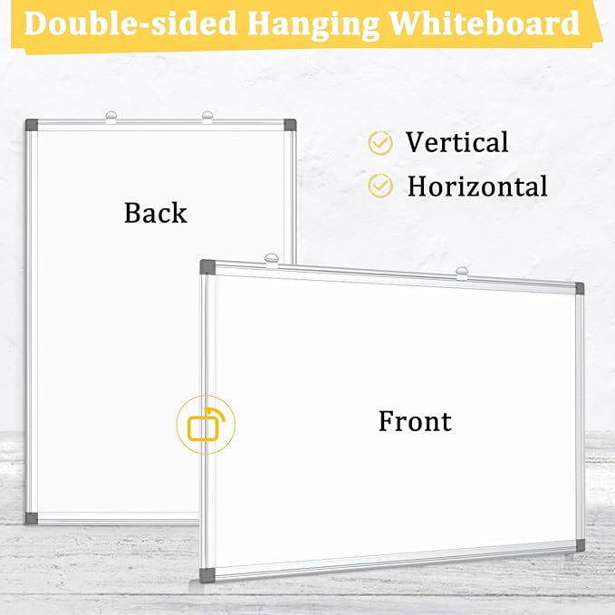 3 Pack Double-Sided Magnetic Whiteboard, 36" x 24" Dry Erase Board, Aluminum Frame White Board for Wall, Hanging Mounting White Board Dry Erase Marker Board for Office, School, Home