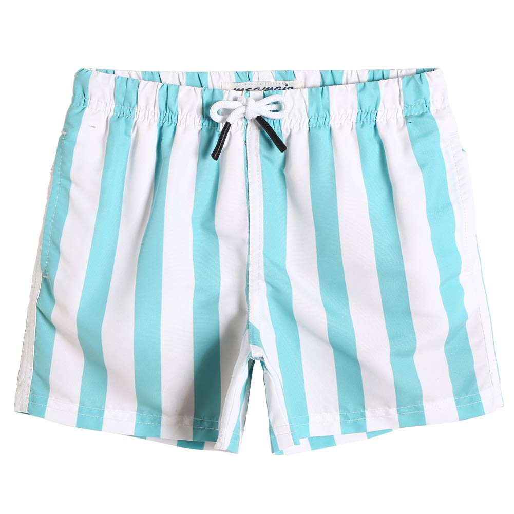 maamgic Boys Swim Trunks Toddler Swim Shorts Little Boys Bathing Suit Swimsuit Toddler Boy Swimwear,Stripe Greenwhite,3 T