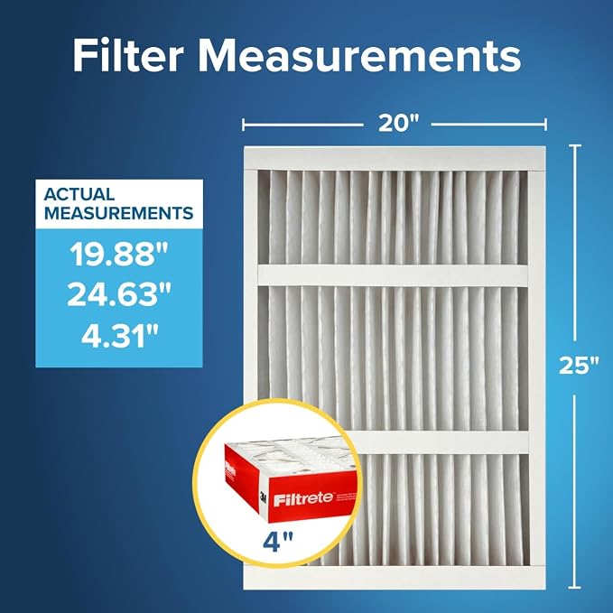 Filtrete 20x25x4 AC Furnace Air Filter, MPR 1000, MERV 11, Fits Honeywell &