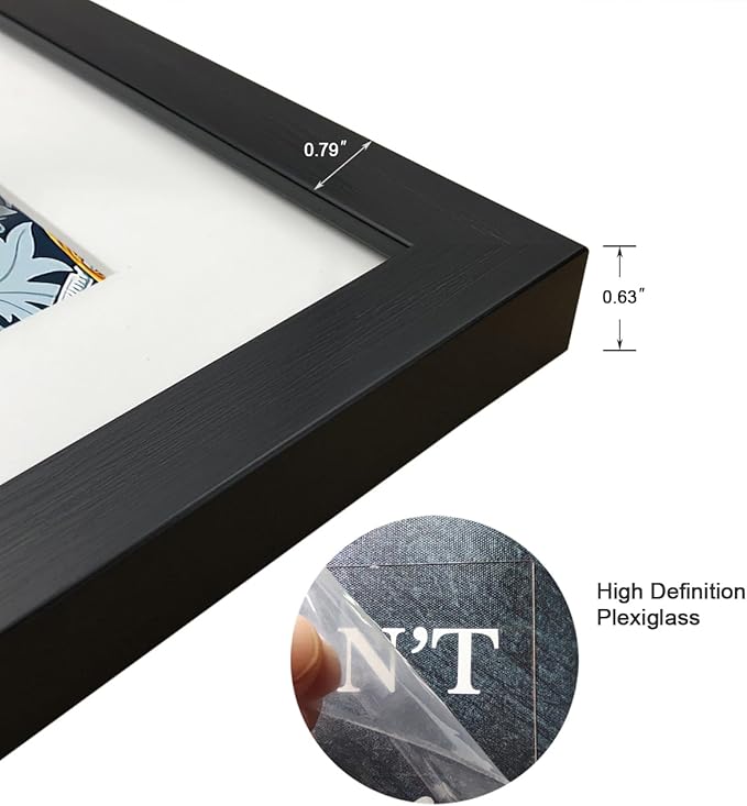 8x10 Picture Frame Set of 9 for Pictures 5x7 with Mat or 8x10 Without Mat, Wall Gallery or Tabletop display Photo Frames in Black