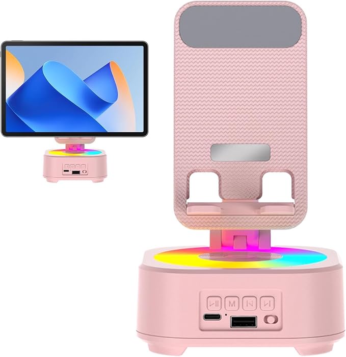 Speaker Phone Holder – ABS 11×11×19cm | 360° Adjustable Phone Stand with Audio Support | Desktop Pħ Holder Speaker for Live Streaming Home Office School Use