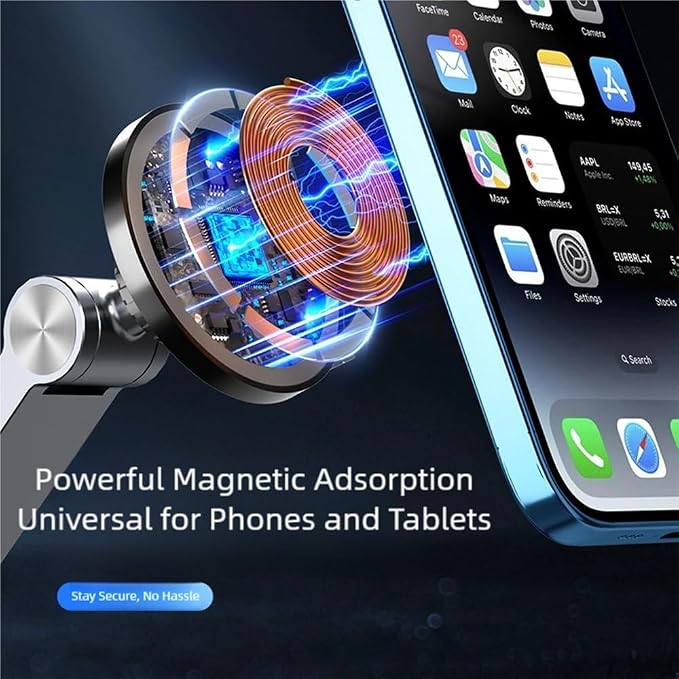 Phone/Tablet Metal Holder Stand Grey CT9 | Heavy Duty Adjustable Foldable Aluminum Universal Lazy Bracket 360° Rotation Flexible Long Arm For 4-13 Inch Devices