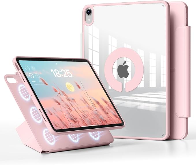 Case for iPad A16 11th Generation 11 inch 2025 &amp iPad 10th Gen 10.9 inch 2022 with Pencil Holder Detachable Magnetic Rotating Clear Hard PC Back Trifold &amp Y Stand (Black)