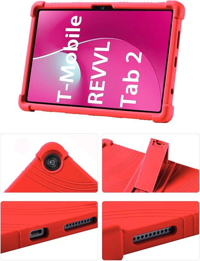 Case for T-Mobile REVVL Tab 2 10.1 Inch Tablet 2025 - Kid-Friendly Soft Silicone Cover with Adjustable Stand Compatible with T-Mobile REVVL Tab 2 5G 10.1 (Black)