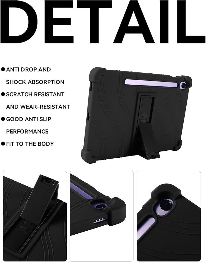 Case for Samsung Galaxy Tab S10 Lite/S10 FE/S9 FE 10.9 Inch - Protective Cover with S Pen Holder &amp Multi-Angle Viewing Stand (Black)