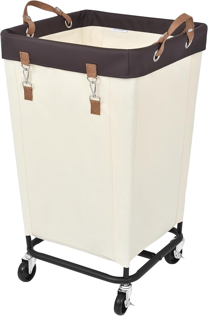StorageWorks 160L Laundry Basket with Wheels, Large Rolling Hampers for Clothing Organizer, Dirty Clothes Basket for Hotel, Home, Closet, Dorm, Beige