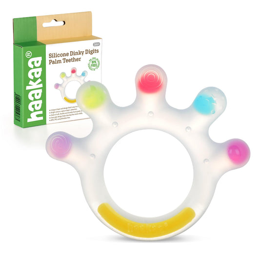 Haakaa Dinky Digits Palm Teether, Baby Teething Toys, Food Grade Silicone Teethers for Babies 0-6 Months/6-12 Months, BPA Free Teething Relief Baby Chew Toys