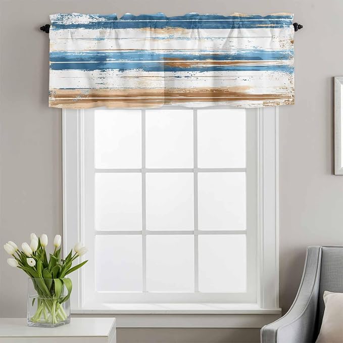 Vintage Blue Valances for Windows, 1 Panel
