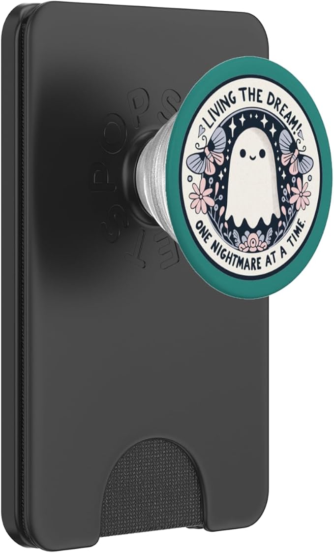 Spooky Ghost Dark Humor Living the Dream Bookish Reading PopSockets PopWallet for MagSafe