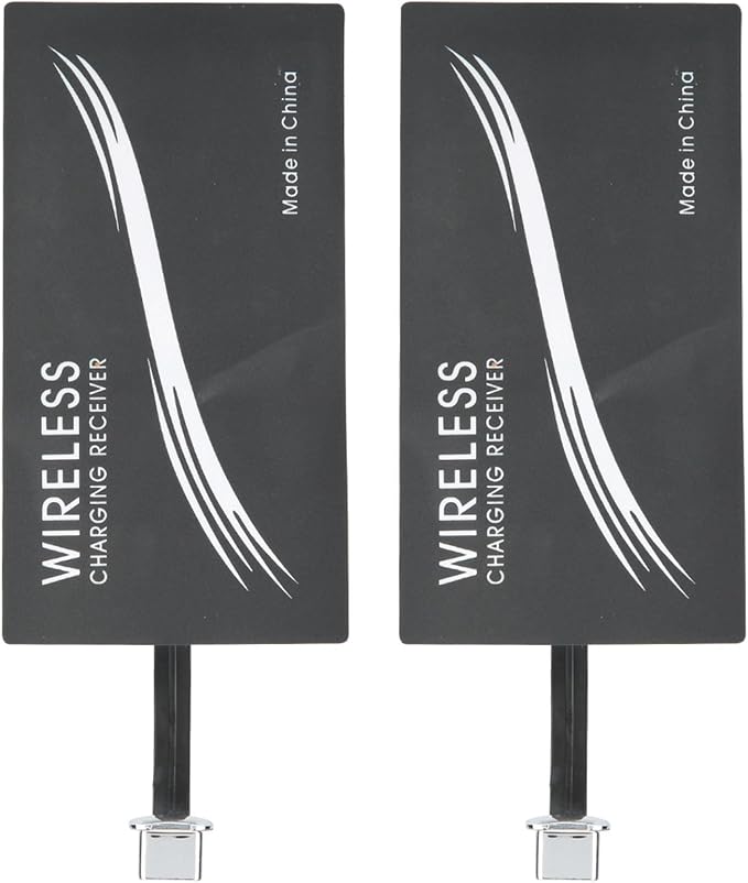 ASHATA 2Pcs Type C QI Charging Receiver Ultra Thin QI Receiver Electromagnetic Induction 1000mA Fast Charging Receiver for All Type C Cell Phones