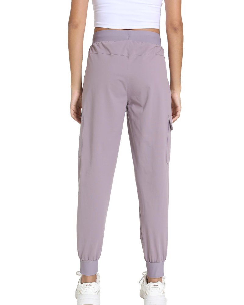 Womens Hiking Pants Water Resistant - Cargo Joggers for Women with Pockets Lightweight Quick Dry Travel Camping Pants (Tapered Primrose Purple, Small)