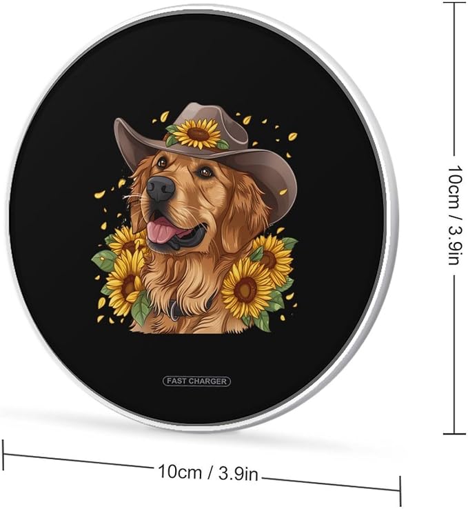 Retriever Dog Sunflower Wireless Charger SlimWireless Charging Pad Anti-Slip Charger Mat for Men Women