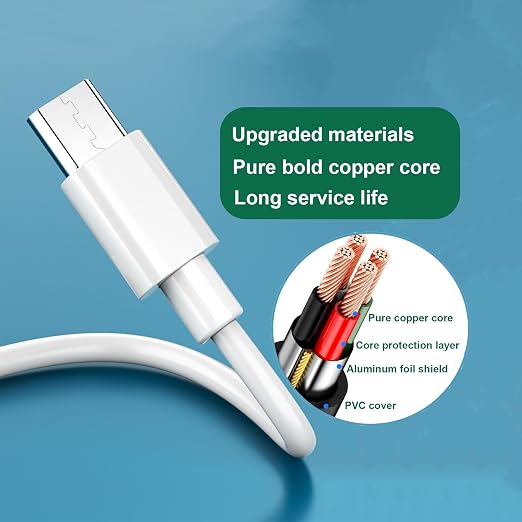 20Ft USB-A to Micro USB Power Cable Fits for Ring Indoor Cam(2nd Gen) | White Micro USB Charging Cord