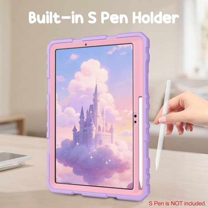 Fintie Kids Friendly Case for Samsung Galaxy Tab S11 11 in 2025 Purple | Heavy-Duty 3-Layer Protection Adjustable Kickstand Shoulder Strap Design Easy-Grip Bumper Built-In S Pen Holder