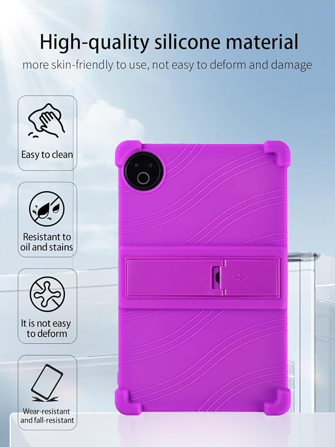 for Evermyth 10 Inch Android 15 OS GMS Certified Tablets CaseUYRUREL Soft Silicone Adjustable Stand Cover Lightweight Kids FriendlyBlack.