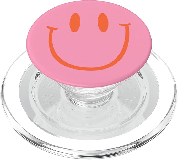 Pink Happy Face Smile Vintage Distressed PopSockets Adhesive PopGrip