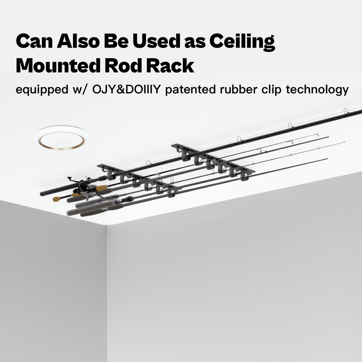 OJYDOIIIY Wall Mount Fishing Rod Holders,Horizontal/Ceiling Fishing Pole Storage Rack for Garage