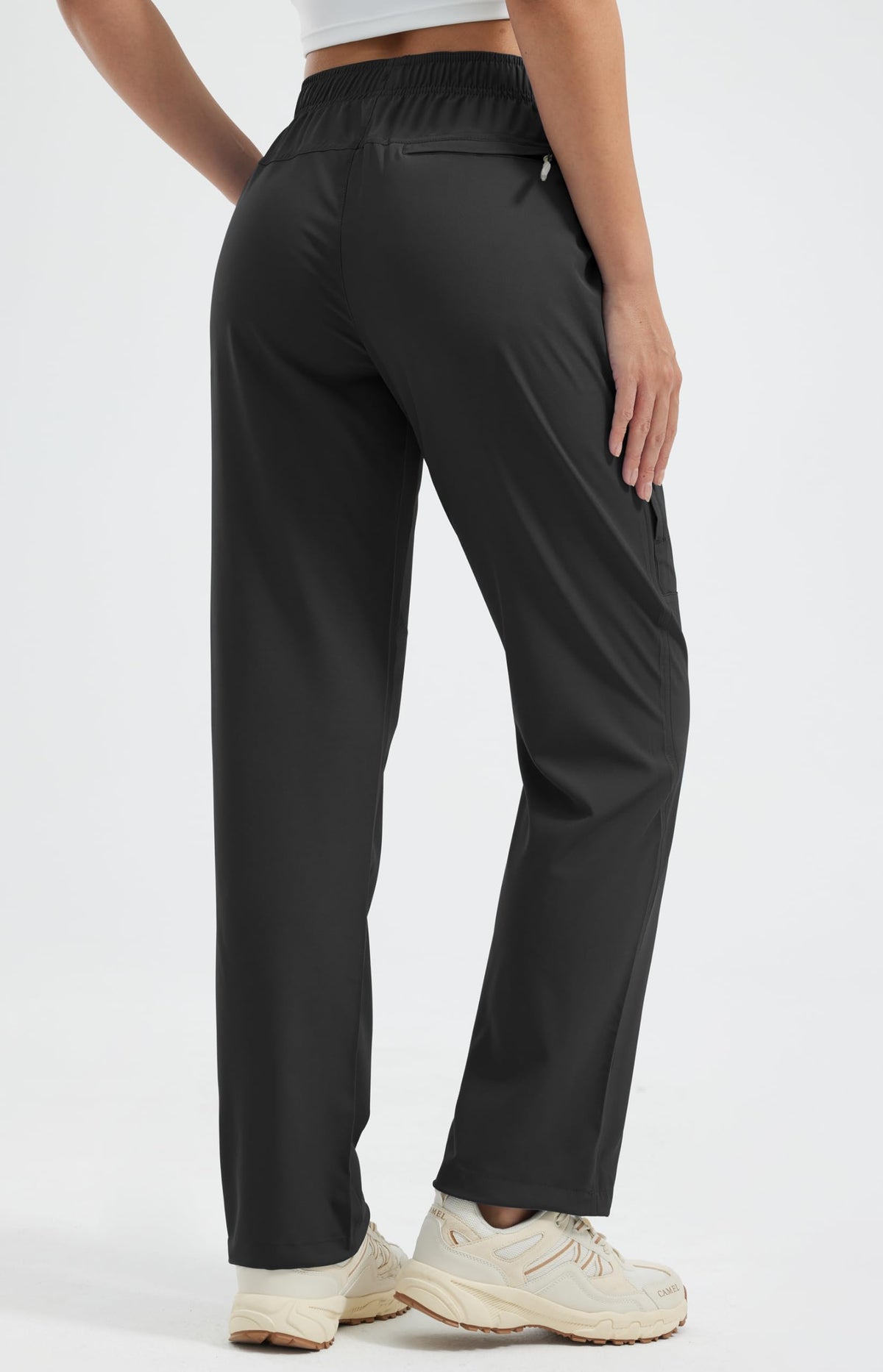 Libin Women's Hiking Pants Zipper Pockets Safari Travel Regular Black L