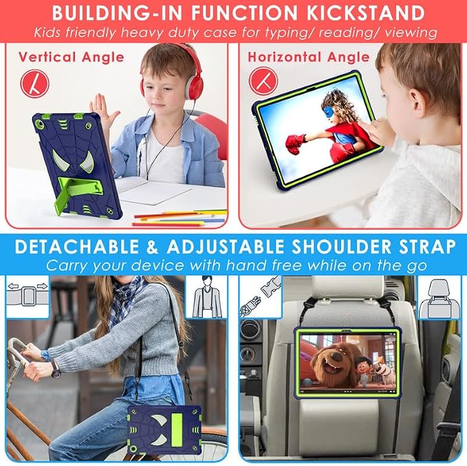 DETUOSI Case for Samsung Galaxy Tab A11+ Plus 11 2025/ A9+ Plus 2023 with Shoulder Strap 3-Layers Hybrid Heavy Duty Full-Body Shockproof4-Angles Viewing Protective Cover