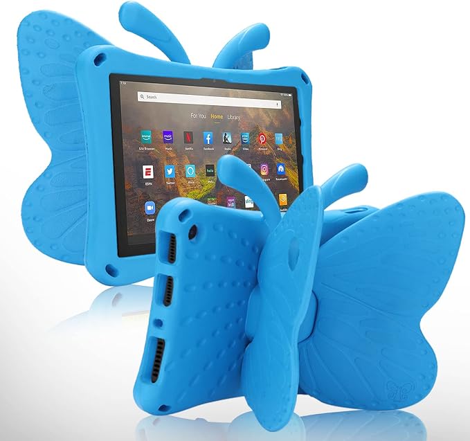 Simicoo Fire Max 11 Tablet 2023 Cute Butterfly Case with Stand for Kids Girl Light Weight EVA Rugged Shockproof Full Cover Kids Friendly Kids case for Fire Max 11(Blue)