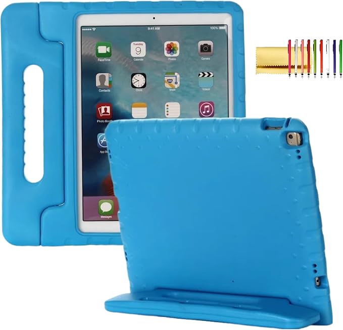 Kids Case for iPad Pro 11 M5/M4 &amp iPad Air 11 (2026/2025/2024) Shockproof Case with Pencil Holder Techcircle Light EVA Foam Handle Stand Bumper Protective Child Friendly Drop Proof Cover Black