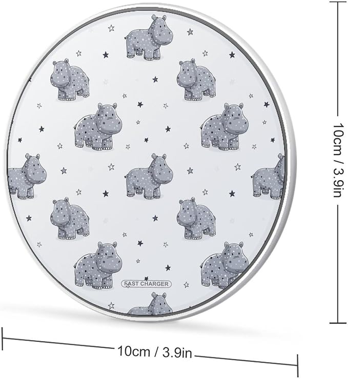 Hippo Print Wireless Charger SlimWireless Charging Pad Anti-Slip Charger Mat for Men Women
