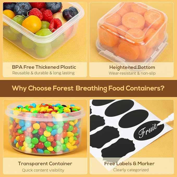 50PCS Thick Food Storage Containers with Airtight Lids for Meal Prep
