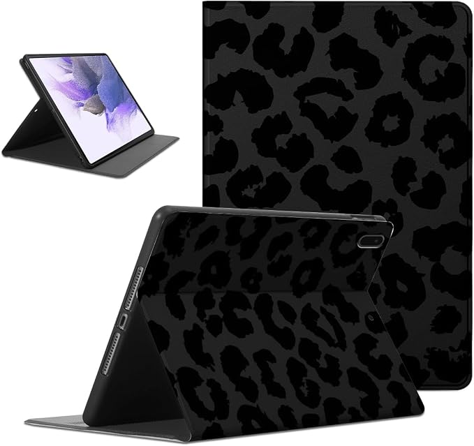 Cool Cheetah Print Tablet Case for Samsung Galaxy Tab A7 SM-T507/T505/T500 Case 10.4 2020 Fashion Aesthetic Leopard Pattern Cases for Girls BoysBlack Protective Cover Flip PU Leather Funda