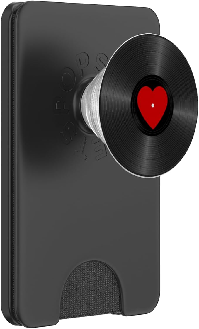 Retro Vinyl Record Red Heart Music Lover PopSockets Adhesive PopGrip