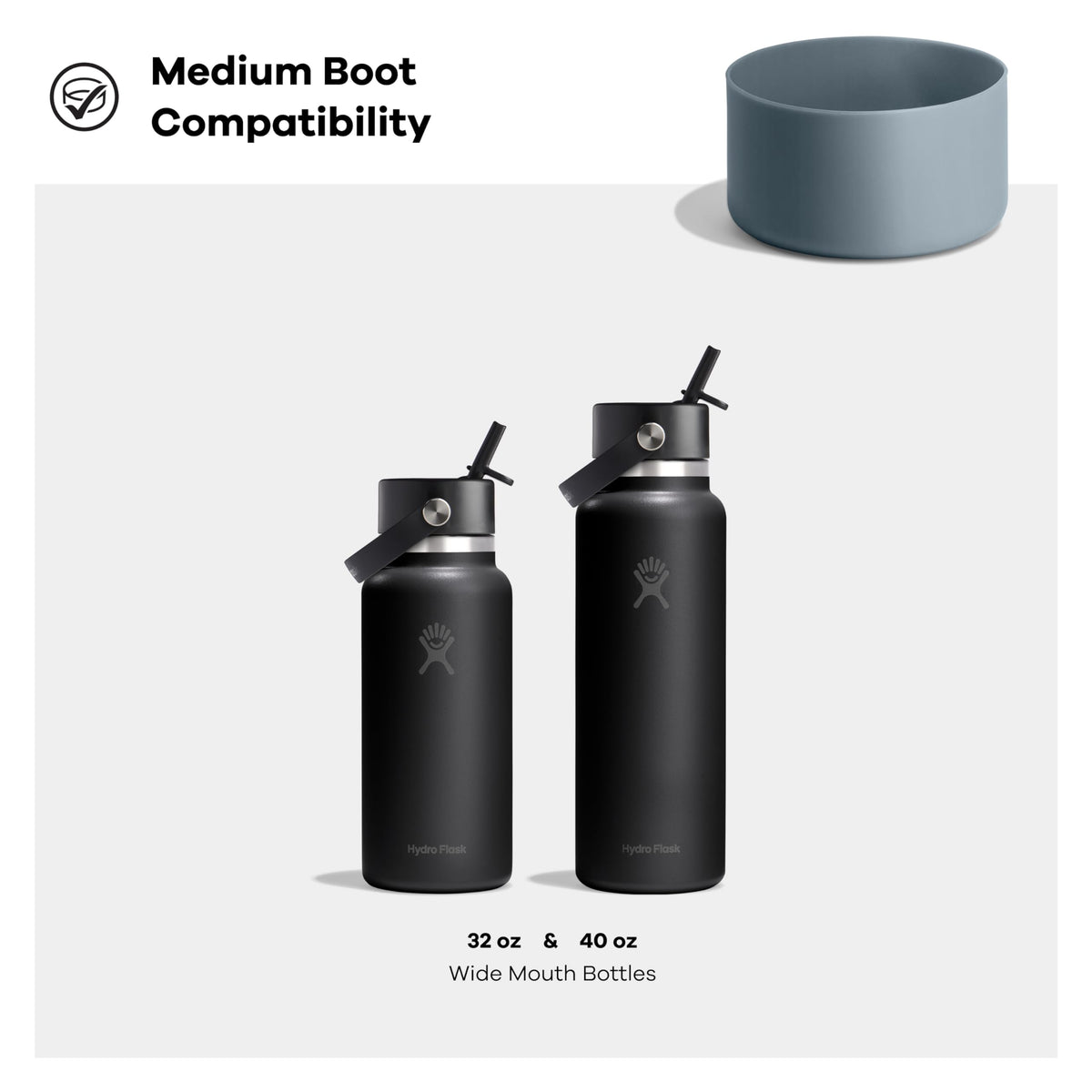 Hydro Flask Bottle Boot - Bottom Protector Sleeve - Silicone Water Bottle Accessory Medium Shale Gray