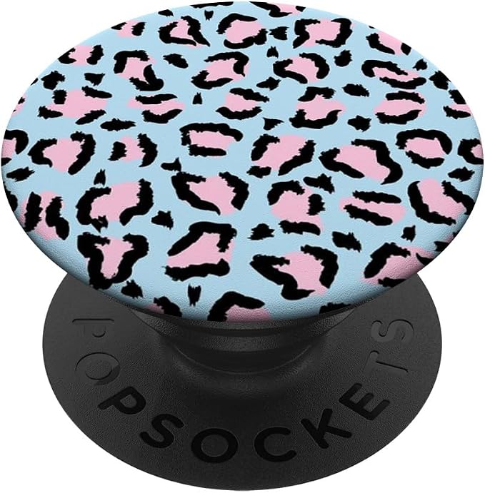 Blue Pink Leopard Print Pattern PopSockets PopGrip for MagSafe
