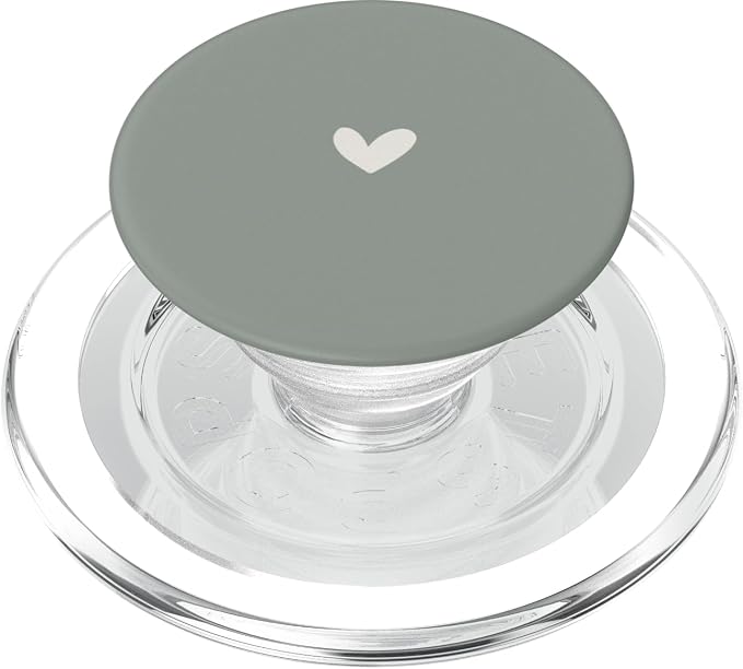 Dusty Sage Green - Cute Simple Chic Boho Hand Drawn Heart PopSockets Adhesive PopGrip