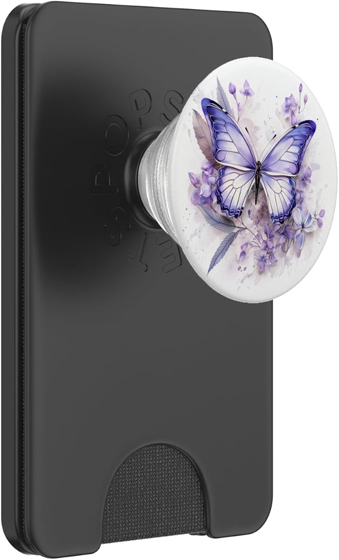 Purple Butterflies with Flowers Floral Butterfly PopSockets PopGrip for MagSafe