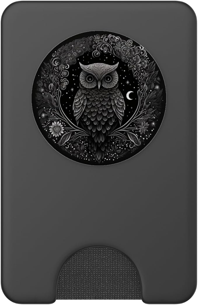 Cool Mandala Owl Illustration Unique Big Eyes Women Men Kids PopSockets Adhesive PopGrip