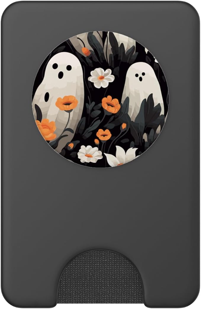 Cute Funny Halloween Spooky Ghost in Flowers Floral Pattern PopSockets PopGrip for MagSafe