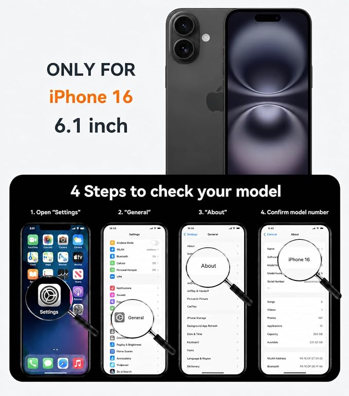 Magnetic Design for iPhone 16 CaseCompatible with MagSafe[Military Grade Drop Protection] Camera Lens Protector Cover Logo View Dust-Proof Matte Shockproof Protective CoverNavy Blue