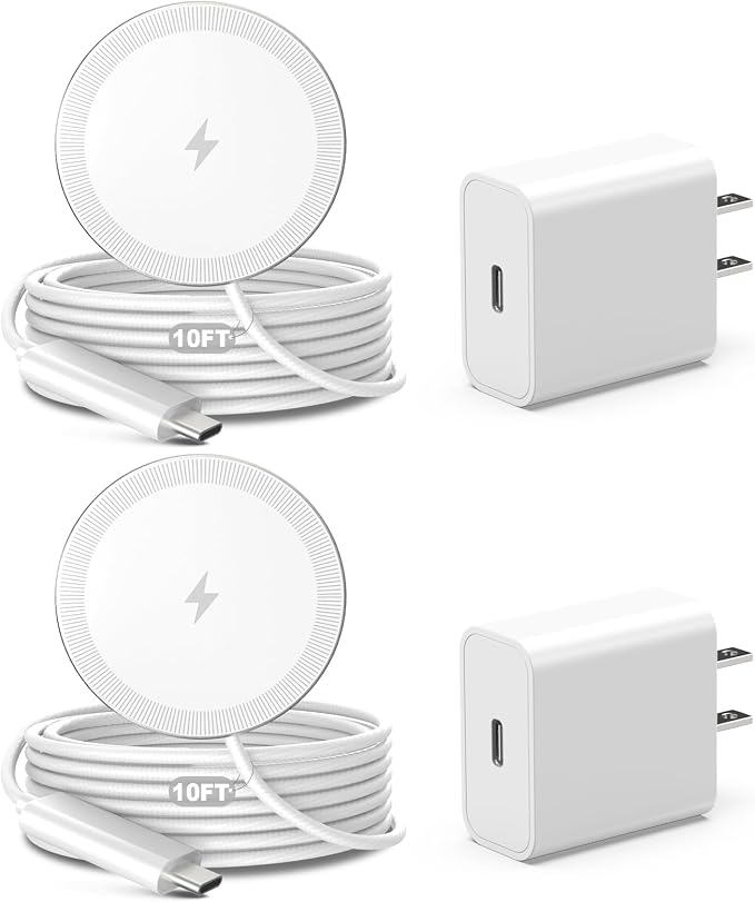 6FT Magnetic Wireless Charger Charging Pad - 15W Fast Mag-Safe Phone Charger for Apple iPhone 17 16 15 14 13 12 Series &amp AirPods 4 3 2 Pro Phone Charging Pad with Plug for Desk &amp Travel 1Pac