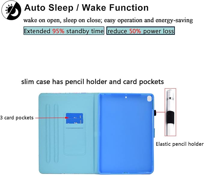 for Apple iPad 9th/8th/7th Generation 10.2 Inch Case 2021/2020/2019Smart PU Leather Folio Stand Magnetic Wallet with Card Pockets [Auto Wake/Sleep] Soft TPU Shockproof Cover Pink Beach Sea